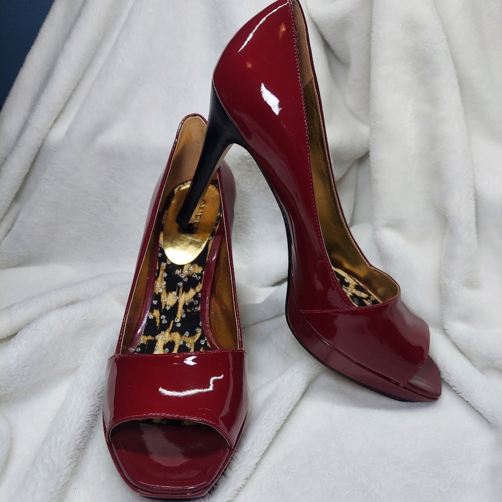 Guess By Marciano Red Stilettos - Size 9.5 Women’s Peep-Toe 4.5" Heels